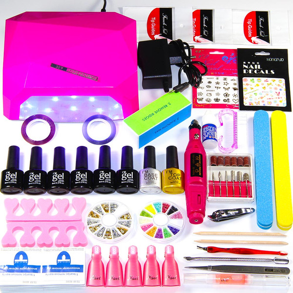 2018 UV LED Nail Lamp Manicure Set 6 Color UV Gel Polish Nail Kits Manicure Pedicure Set with Extension Gel Art Tools Kits