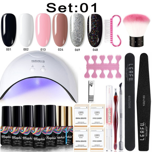 25Pcs/Lot Nail Dryer Tools Set 6 Pcs Salon Nail Gel Polish With UV Led Lamp Nail Cure Machine Set Professional UV Gel Kit