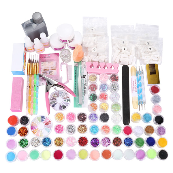 Manicure Set DIY Nail Buffer Acrylic Glitter Powder Pen for Crystal Effect Sparkle Nail Decoration Tool Kit for Nail Art Salon