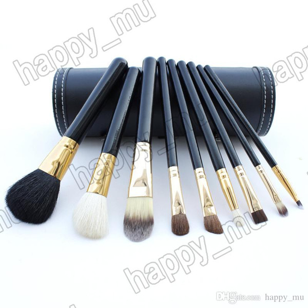 9 Pcs Makeup Brushes Set Kit Travel Beauty Professional Wood Handle Foundation Lips Cosmetics Makeup Brush with Holder Cup Case