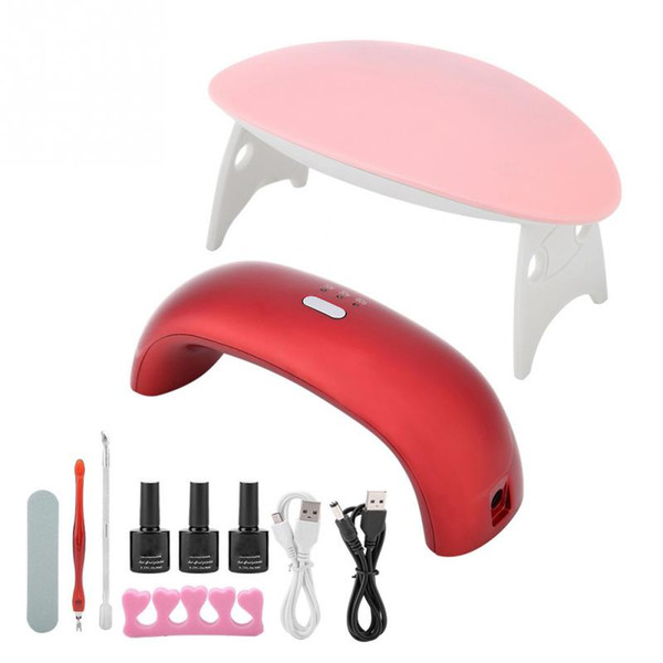 TMISHION 9Pcs/Lot Beginner Nail Art Tools 9W Nature Nail Dryer Led Lamp Set Any 3 Colors Gel Polish Manicure Kits