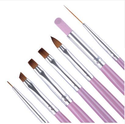 7pcs Nail Brush Set Handle UV Gel Lacquer Acrylic Painting Liner Pen Cuticle Remover Manicure Kit For Nail Art Tool