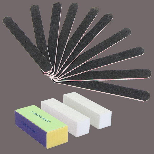 Primer Acrylic Powder Nail Art Buffer Block Sanding File Tools Tips Kits . (Color: Black)