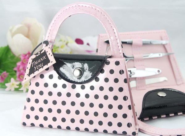 nail art kit,hot Pink Polka Dot Purse Manicure Set,nail cutter,nail trimmer,wedding gift favor bridal shower favors and gifts #Z82