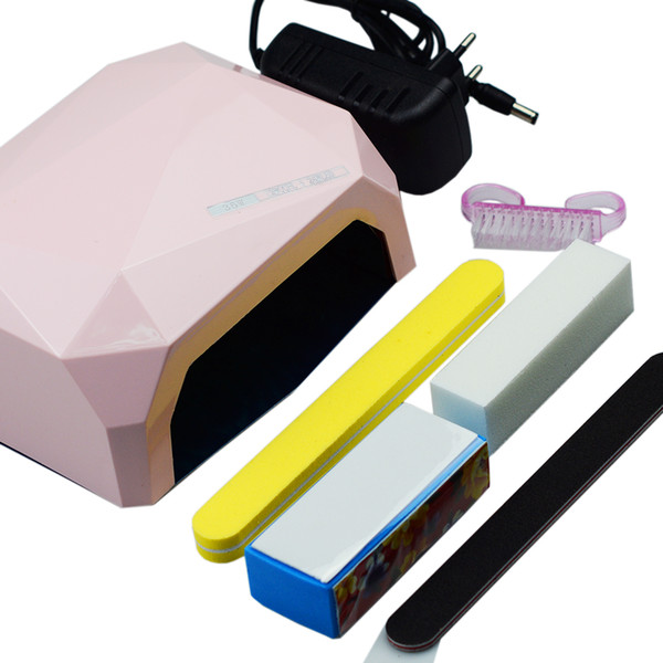 Professional Set 36W Nail Dryer Diamond Shaped LED UV Lamp CCFL Curing Buffer File Brushes