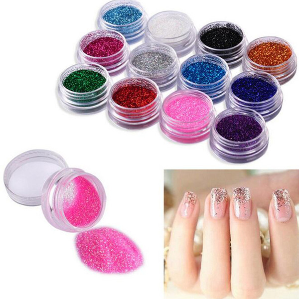 45color/sets 12boxes/set Holographic Glitter shimmy Laser Powder Nail Glitter Manicure Nail Art Chrome Pigment Shiny Nail Art Glitters