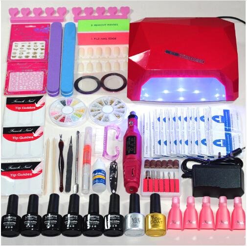 36W UV Lamp 6 Color Soak Off Gel Nail Top Coat Nail Polish Kit Manicure Set Nail Polish Set Electric Manicure Handle kit