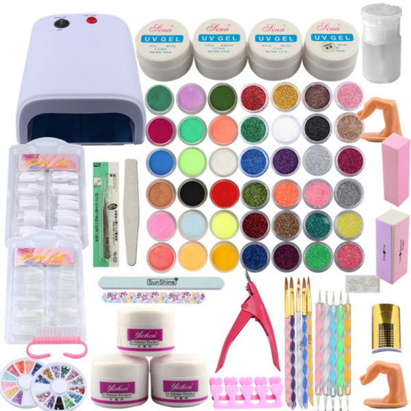 Nail Kit Manicure Pedicure Tools Set 36W UV Lamp Nail Set UV Gel Art Tools Acrylic Powder Extension Kits