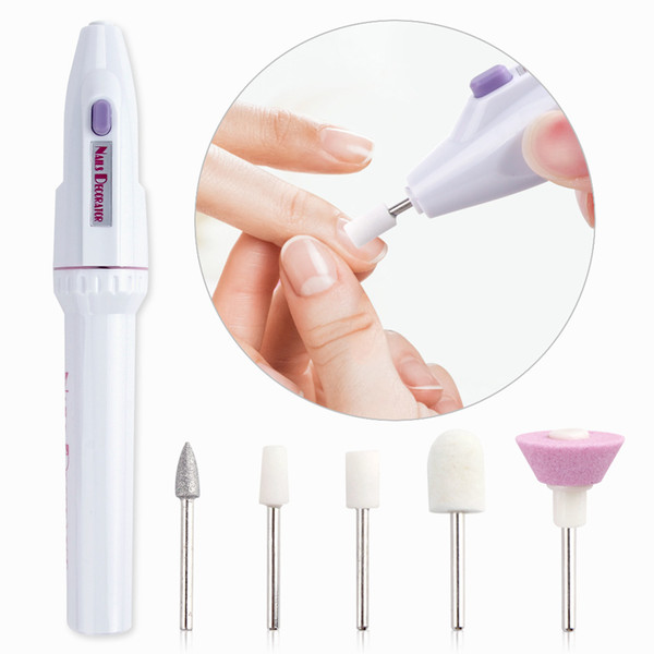 Electric Nail Drill File Machine Mini 5 Bits Nail Drills Pen Manicure Pedicure Gel Polish Remove File Buffer Nail Art Tools TTA546