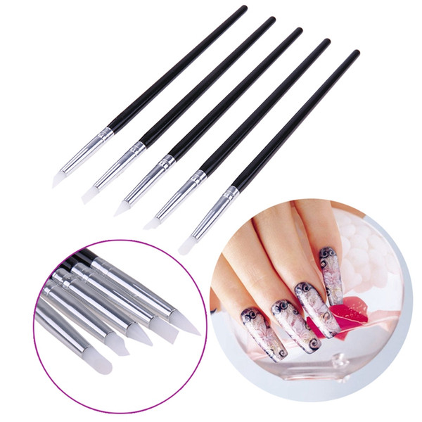 5Pcs Silicone Nail Art Pen Brush Carving Emboss Hollow Pottery Sculpture Brush UV Gel Shaping Clay Dotting Polish DIY Tools Set