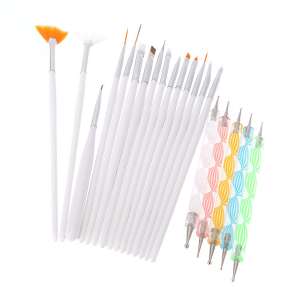 High quality 20 sticks Nail Brushes Makeup Brushes Set Premium Nail Brushes + Dotting Tools Set Nail Art Kits Tools MG0212013