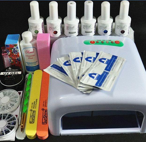 Wholesale-Nail Art Pro DIY Full Set Soak Off Uv Gel Polish Manicure set 36W Curing Lamp Kit Set nail gel nail tools