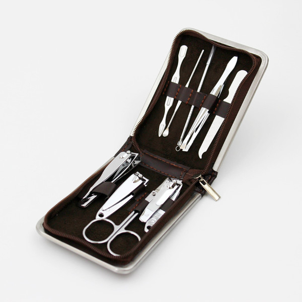 Factory Price Nail Scissors Set Manicure Tools Nail Clippers Suit 9 Woolly Zipper Bag Set