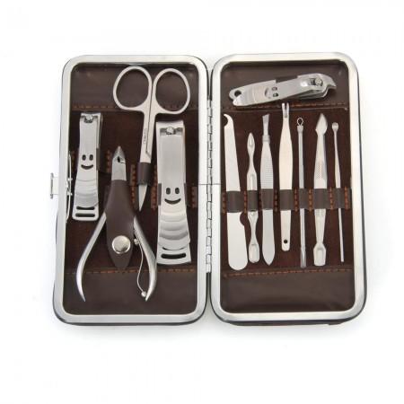 Set Kit 12 Stainless Steel Manicure Pedicure Earpick Nail Clippers Grooming