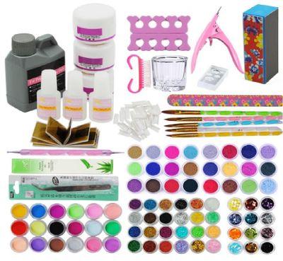 Nail Glitter Mixed Nail Art Powder UV Gel Kit Manicure Set Acrylic Powder Brush Acrylic Nail Kit Design