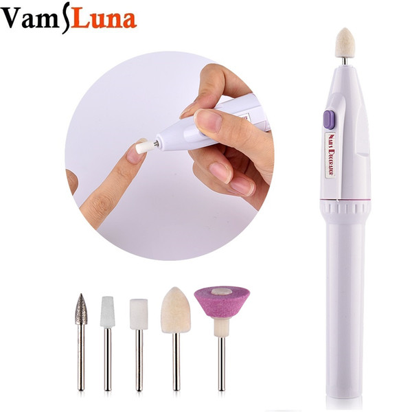 5in1 Mini Nail Art Drill Machine Electric Nail Drills Pen Handpiece Bits Manicure Pedicure Gel Polish File Buffer Nail Art Tools