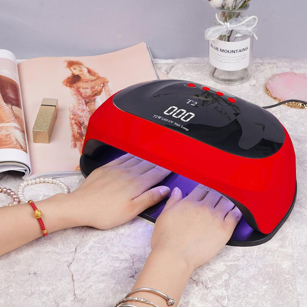 T2 72w Nail Dryer LED Lamp 36PCS LEDs Dual hands Nail Lamp For Curing UV Gel Polish With 10/30/60s Timer Smart for Manicure