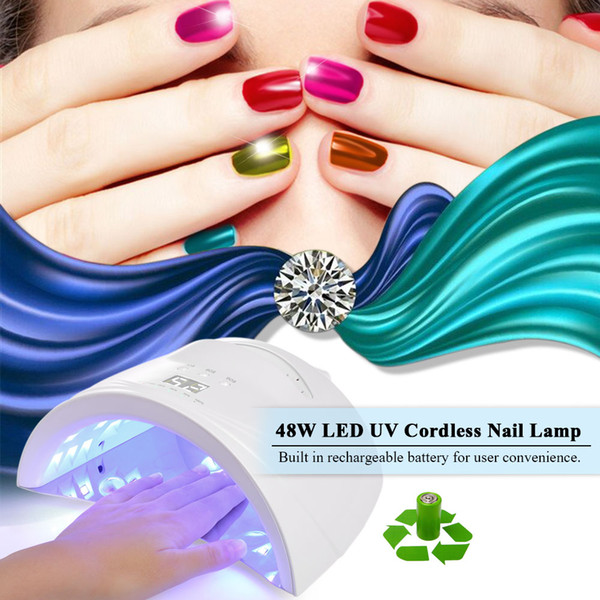 48W LED UV Cordless Nail Lamp Rechargeable Nail Gel Dryer Machine LED Nail Lamp Fingernails Toenails