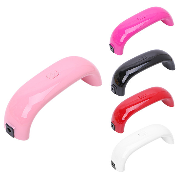 Wholesale- New Portable 9W LED CCFL USB Nail Dryer Curing Lamp Machine for UV Gel Nail Polish Tips Black/White/Pink/Hot pink/Red