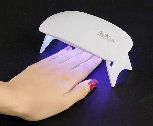 DHL Free Nail Dryers 6W 6 LED Mini Portable Curing Lamp for UV Gel Nail Polish Art Tools Mini Dryer