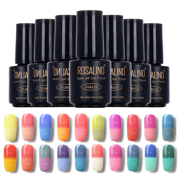 Wholesale- ROSALIND Black Bottle 7ML Temperature changing Chameleon T01-30 Gel Nail Polish Nail Art Nail Gel Polish UV LED Soak-Off Thermo