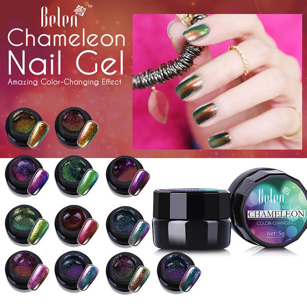 Belen 5ml Chameleon Gel UV Glitter Luminous Gel 3D Colorful Phantom Manicure UV Gel Color Polishes Need UV LED Lamp