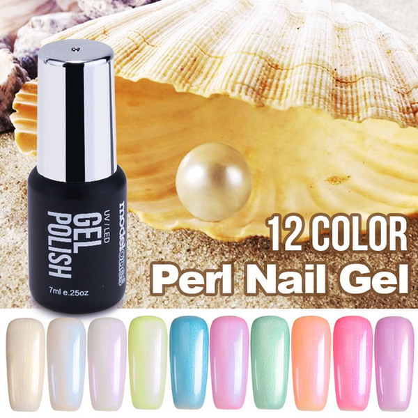 Modelones Newest 7ML Fashion Pearl UV Nail Gel Polish UV Pure Color Shell Nail Polish DIY Nail Art Blue Color Gel Glue