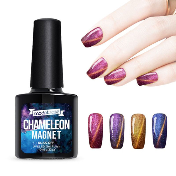 Modelones 1Pcs 10ml UV Chameleon Gel Nail 3D Magnetic Cat Eye Soak Off UV Gel Polish Glitter Varnish 12 Color for choose