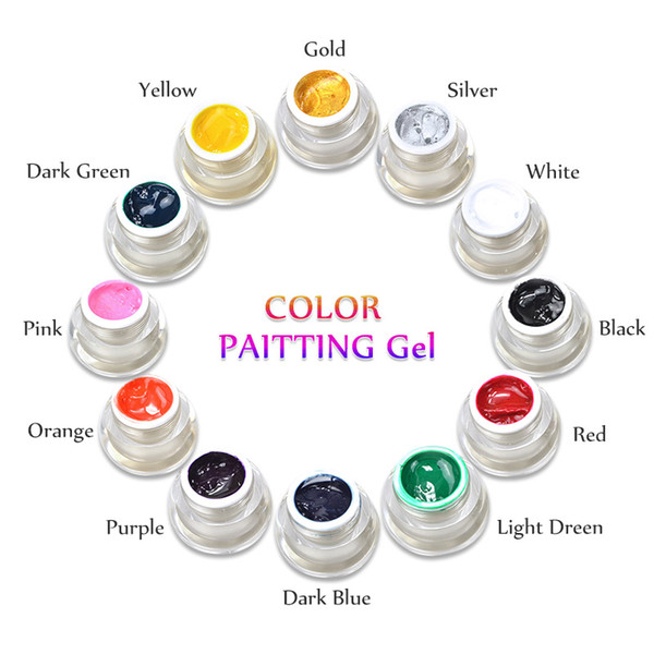 Brand New DIY Nail Art Colors 3D Nail Art Paint Color Gel Draw Painting Acrylic Color UV Gel Tip 12 Colors Painting Gel In Nail