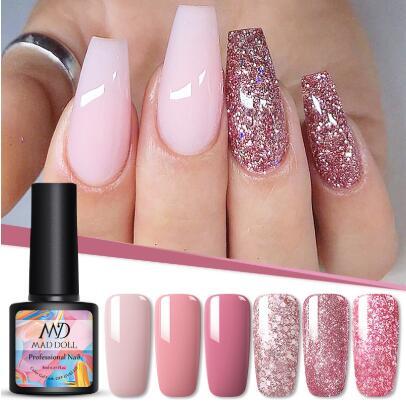 8ml UV Gel Nail Polish Rose Gold Glitter Sequins Soak Off UV Gel Varnish Color Nail Gel Polish DIY Nail Art Lacquer