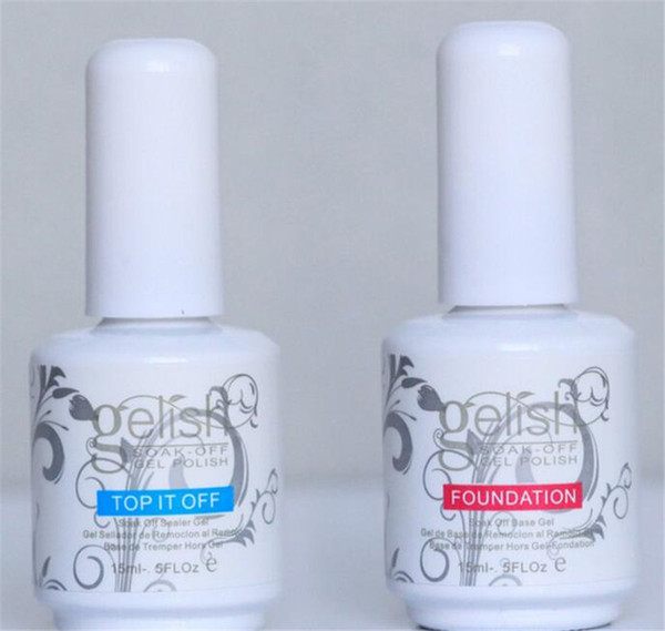 Top Quality Gelish Nail Polish Soak Off Nail Gel 15ML For Art Lacquer UV LED Harmony tool Base Coat Foundation + Top it off 1Lot=2Pcs Drop