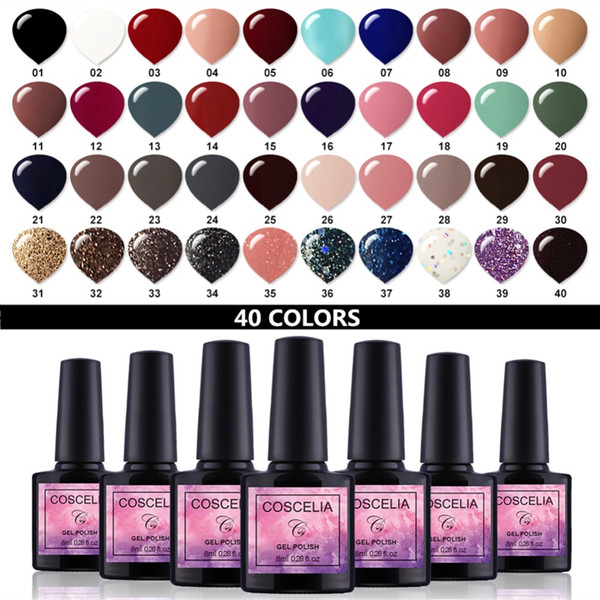 COSCELIA 20pcs/set Gel Nail Polish Gel Paint Set For Varnish Semi Permanent Varnish Uv 40 Colors For Nail Art Manicure Set