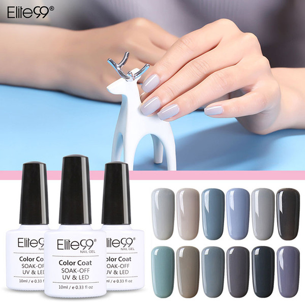 Wholesale-Elite99 12pcs Per Set Gray Colorful Series UV Gel Polish 10ml Long Lasting Soak Off Nail Gel Hign Quality Nail Art Gel Polishes