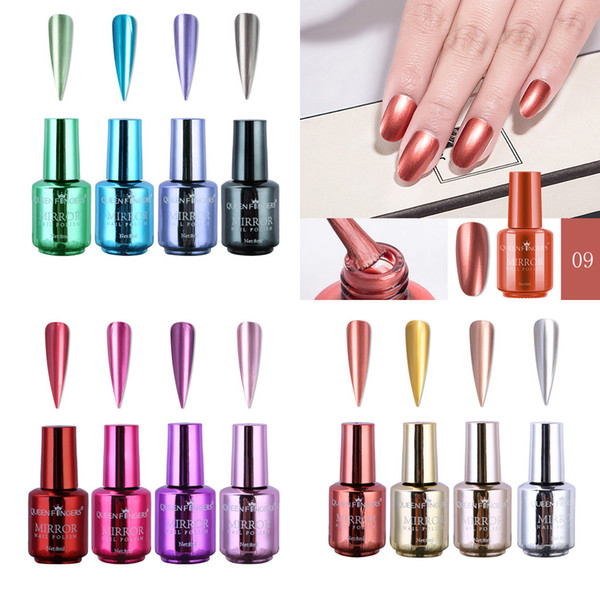 2019 New 4 Pcs Plating Metallic Nail Polish Set Magic Semi-Mirror Effect Nail Lacquer Mirror polish detachable non-peelable