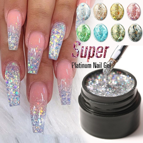 1 set/8 colors Super Platinum Paint Gel Nail Polish Super Shining UV LED Nail Polish Varnish Semi-permanent Nail Polish