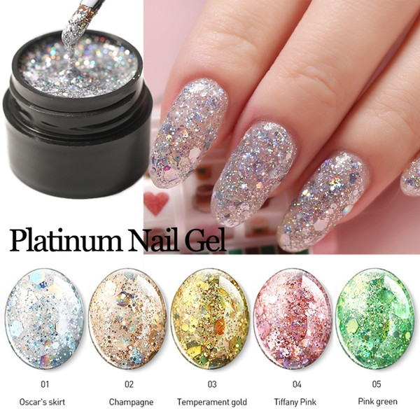 8 Colors 5ML Platinum Nail Art UV Gel Shimmer Long Lasting Soak Off Gel Varnish wholesale