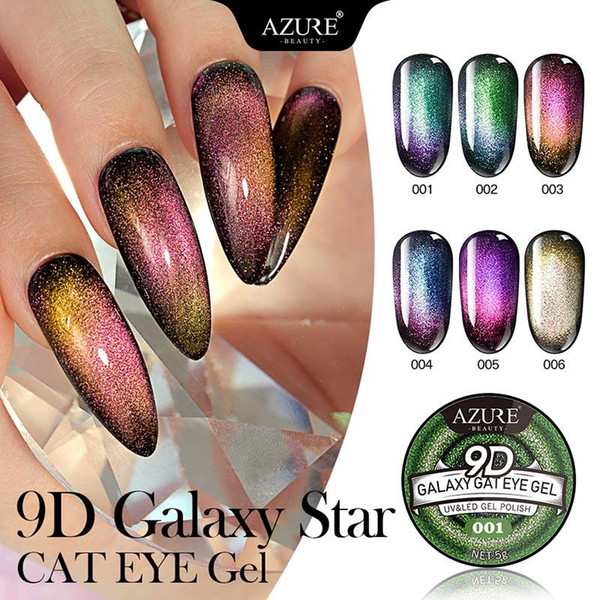 10Pcs/Lot Galaxy Cat Eye Nail Gel Soak Off Semi Permanent Chameleon Gel Polish Need Black Coat Cured UV/LED Lamp Azure Beauty