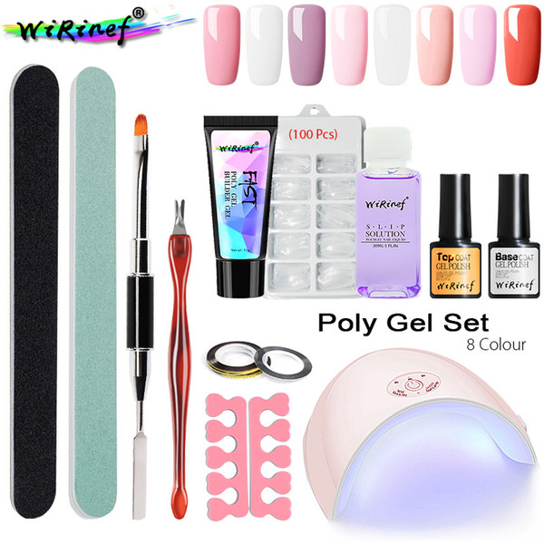 WiRinef Poly Gel Set Fast Builder Nail Extension UV Gel Clear Pink Lacquer Kit Nail Art Primer 36w Uv Dryer Set