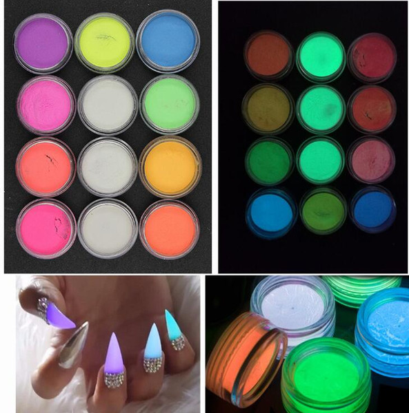 Luminous Fluorescent Nail Powder Super Bright Glow at Night Nails Glitter DIY Nails Art Beauty Salon Supplies