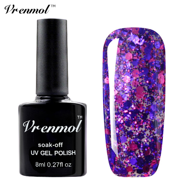 Wholesale-Vrenmol 1pcs Diamond Glitter UV LED Nail Gel Polish Soak Off Starry Gel Varnishes Esmaltes Base Top Coat Gel Lacquer