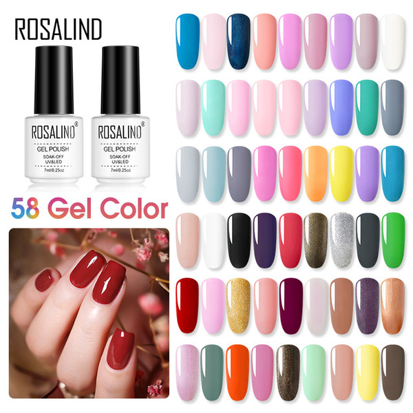 ROSALIND Gel Polish Set All For Manicure Semi Permanent Vernis Top Coat UV LED Gel Varnish Soak Off Nail Art Gel 58 Colors