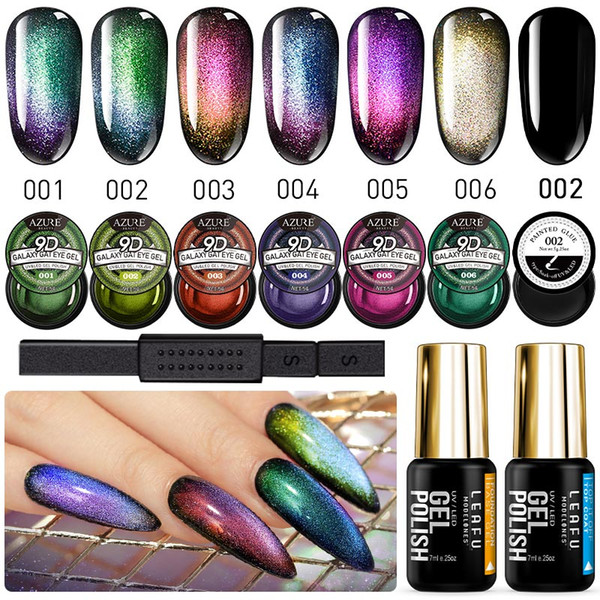 Azure Beauty 10Pcs/Lot Chameleon Galaxy UV Gel Nail Polish Soak Off Cat Eyes Led Nail Varnish Lacquer Base Top Coat Nail Gel Set