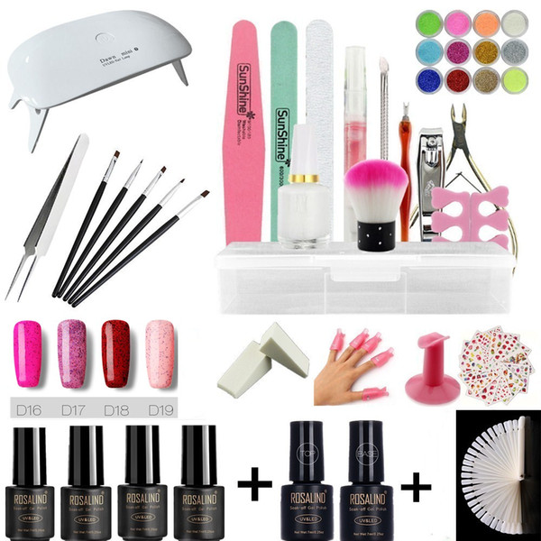 wholesale nail art set UV LED LAMP With 6 Bottles Gel Nail Polish Set kit Nail Tools Gel Varnish lacquer manicure tools kit