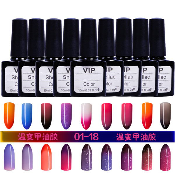 Wholesale-36 Colors Choices ! UV&LED Soak Off Nail Gel Polish Temperature Change Colors 10ml Nails Gel Lacquer#HT-TC36