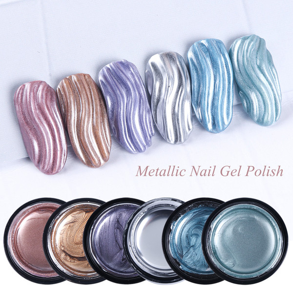 6ml Metallic Mirror Color Gel Varnish Painting Gel Nail Polish Semi Permanent UV Paint Soak Off Nail Art Manicure JI776-1