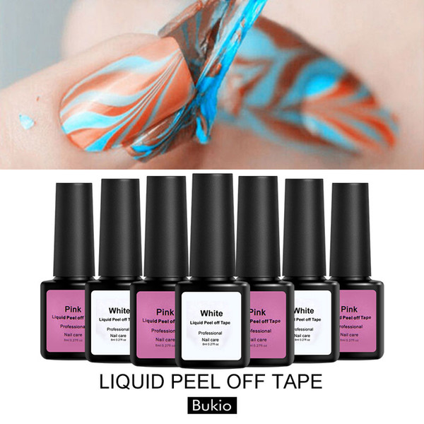 Bukio 8ml Peel Off Protective Nail Polish Manicure Protected Easy Clean Fast Finger Skin Liquid Tape Gel Nail Care Tool Tweezer