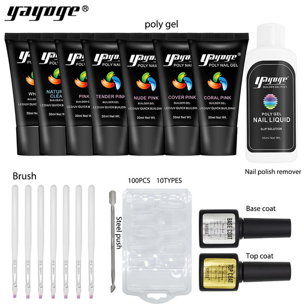 Yayoge Poly Gel Kit 7 Colors Varnish Quick Nail Extension Hard Gel UV Lacquer Nail Poly Builder Gel for Nail Extension