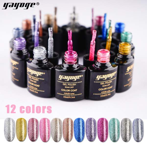 Yayoge Platinum Nail Gel Polish 10ml Starry Sky Glitter Soak Off UV Gel Lacquer Diamond Bling Sequins Nail Art Varnish