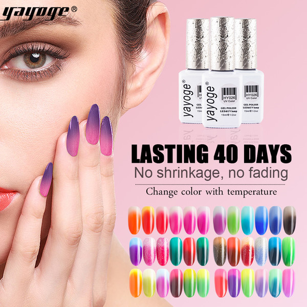 Yayoge Gel Nail Polish Temperature Color Changing 15ml Soak Off LED UV Gel Varnish Temperature Color Changing Polish