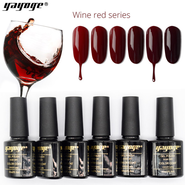 Yayoge Gel Nail Polish Wine Red Set Soak Off LED UV Gel Varnish Salon 10ml 6colors nail art DIY manicure Gel Nail Polish